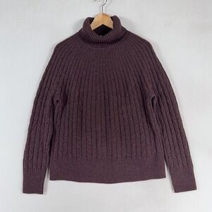 Haven Well Within Organic Cotton Blend Gradient Cable Sweater Sz Medium Purple